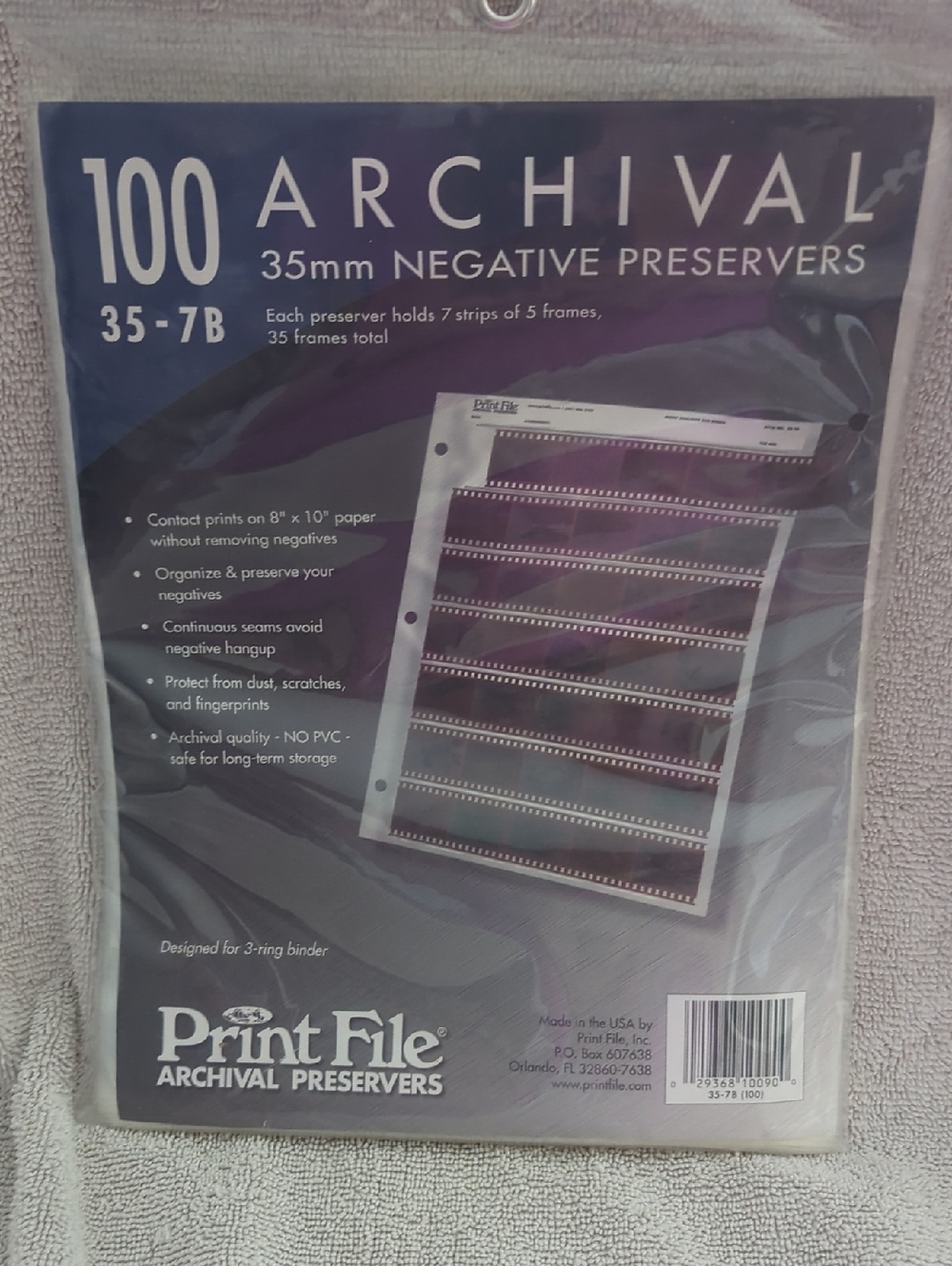 Print File 35-7B  Archival 35mm Negative Preservers - Clear